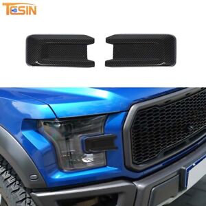 2x Carbon Fiber Front Bumper Headlight Grille Trim For 15+ Ford F150 Accessories (For: 2017 Ford F-150 XLT)