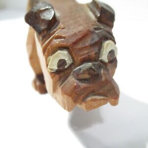 Vintage Carved Dog Figure Wood Wooden Boxer