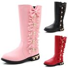 Girls Knee High Boots Plush Lined Snow Boot Outdoor Kids Side Zipper Casual
