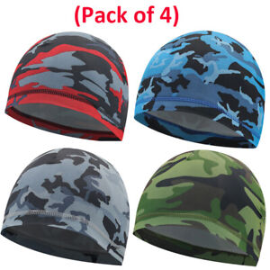 4× Moisture Sweat Wicking Cooling Dome Skull Cap Helmet Liner Cycling Beanie Hat
