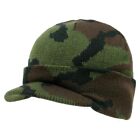 Green Camo Visor Beanie Jeep GI Knit Camouflage Military Watch Cap Caps Hat Hats