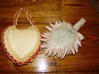 New ListingTwo Vtg Heart Shaped Pin Cushion, Needle Rest Crochet and Ribbon Sewing Pillows