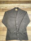 VTG Puritan Wool Cardigan Sweater Knit Black Natch Size 36 USA Letterman 60s