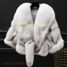 Women's 100% Real Fox Fur Short Jacket Winter Warm Fur Coats Outwear Shawl Sz
