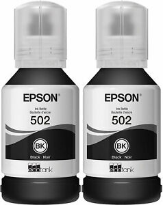 Genuine Epson 502 Black Ink Bottle 2 Pack for ET-2700 ET-2750 ET-3700 ET-3750