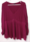 Torrid Women's Plus Size 3 Purple Magenta Pink V-Neck Flare Blouse Top Shirt