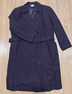 Harve Benard Russia 100% Wool Purple Woman Long Coat Trench 22W w/Belt