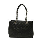 CHANEL Quilted CC SHW GST Grand Shopping Tote Bag Shoulder Bag Calfskin Black