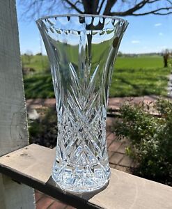 Cristal D’arques France Large 11.75” Heavy Crystal Glass Vase Excellent Cond.