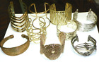 Bracelet Vtg 2 Now Metal Gold & Silver tone Cuff Chunky Bracelets Lot of 9