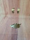 Vintage Alan J. Leaf Brooch and Matching Clip On Earrings