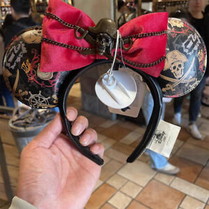 Authentic Disney 2024 Pirates of The Caribbean Red Bow Minnie Ears Headband