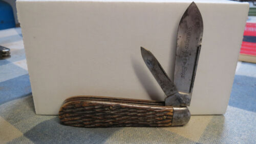 Antique Shapleigh Hardware B210 Bone Handle Diamond Edge 2 Blade Pocket Knife