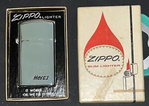 Vintage 1970 Hertz Rental Car Slim Zippo Lighter New W/Box Unlit UnFired
