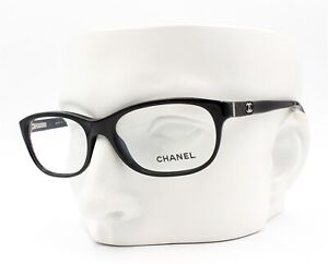 Chanel 3236-Q 501 Eyeglasses Glasses Polished Black Silver CC Logo 51-16-135