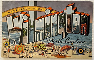 Vintage Wilmington North Carolina Postcard 1940s Beach Scene Split Back Unposted