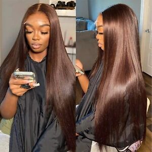 Hermosa 13x4 Chocolate Brown Lace Front Wigs Human Hair with Baby Hair 180 De...