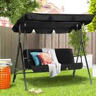 3-Person Outdoor Swing Chair Patio Hanging Bench W/ Canopy & Removable Cushion