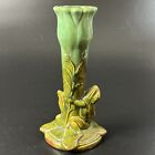 Vintage Green Glazed Climbing Frog Bud Vase Pottery Ceramic 9