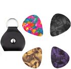 Guitar Pick Holder Case Leather Keychain Plectrum Cases Bag with 4 Pick