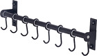 Pot Rack - Pots and Pans Hanging Rack Rail with 8 Hooks, Pot Hangers for Kitchen