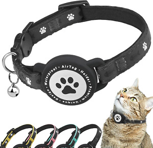 Airtag Cat Collar Breakaway, Reflective Kitten Collar with Apple Air Tag Holder