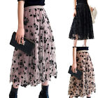 Ladies Women Tulle Mesh Skirt Elastic High Waist Layers Pleated Skirt Long Dress