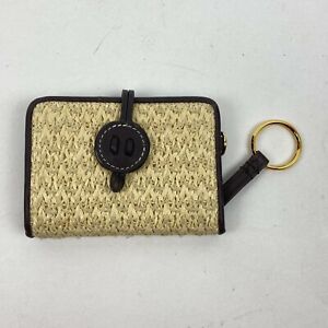 Etienne Aigner Women's Wallet Keychain Straw Small Brown & Tan