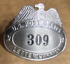 Vintage U.S. Post Office Letter Carrier Screw Back Hat Badge No. 309 Walters