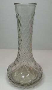 New Listing*Vtg Clear Glass Hoosier Style 4095 (5) Vase Diamond Quilted Pattern Nice Find 9