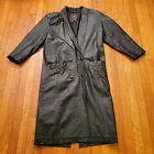 GIII M Black Trench Coat Full Length Leather Vintage Non Structured Steampunk