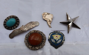 LOT Vintage Sterling Silver Brooches Pins Jewelry Enamel Cats Antique Stones NR
