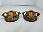 Vintage Roseville 1154-2 Water Lily Pair Candlestick Holders