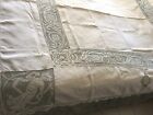 Vintage Linen Tablecloth With Handmade Lace