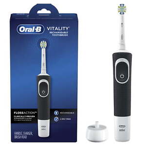 Vitality FlossAction Electric Rechargeable Toothbrush, 1 Refill, Black