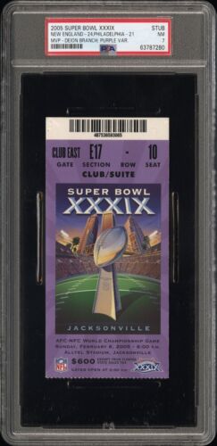 2005 XXXIX Superbowl Super Bowl Patriots Tom Brady Suite Ticket Stub PSA 7 CLUB