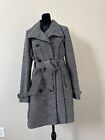 Guess Tweed Double Breasted Belted Trench Coat L Gray/women