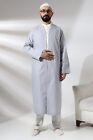 Gray Men's Prayer Robe V-Neck Buttonless Open-Front Islamic Prayer Robe