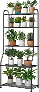 Plant Stand 5-Tier Plant Shelf for Indoor Outdoor, Waterproof Metal Tall Plant S