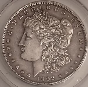 1892 (P) Morgan Silver Dollar - About Uncirculated AU58 - TONED Better Date!