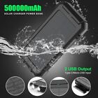 500000mAh Dual USB External Solar Power Bank LED Battery Charger for Cell Phone