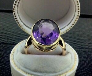 5 CT Solitaire Oval Cut Amethyst Wedding Engagement Ring 14K Yellow Gold Finish