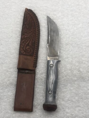 Vintage Union Cutlery Co Ka-Bar Fixed Blade Aluminum Handle Sheath Knife