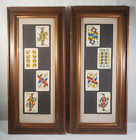 2 Old Jass Playing Card Displays Wood Framed Vintage Medieval Style Cards READ