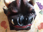 Halloween Mask Vintage Rubber Bull Man, Ogre Tusk And Horn! Brown Adult Sized!
