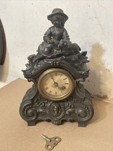 Antique Terry Clock Co Figural Statue Clock Little No Peep