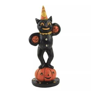 Johanna Parker Vintage Style Black Cat Jack-O-Standing Pumpkin 8in Figurine