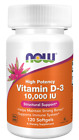 Now Foods Vitamin D-3 10000IU Maintain Strong Bones 120 Softgels 05/25EXP