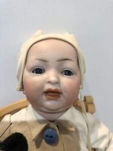 Antique 11” Bisque & Compo German Or Japanese Character Baby Doll w/ Boo Boos