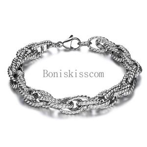 2021 Unique Men's Stainless Steel Chain Bracelet 8 Inches Length Silver Tone
